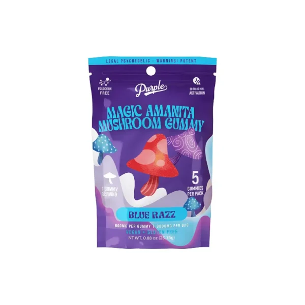 Blue Razz - Purple - Magic Amanita Mushroom Gummies - 3000MG